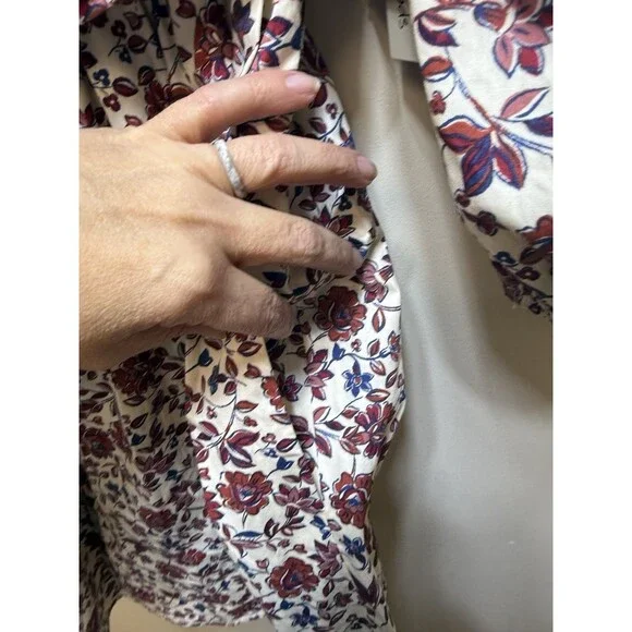 Speechless Rust Ivory Floral Puff Sleeve Mini Boho Cottagecore Pockets Sz S - Picture 4 of 6